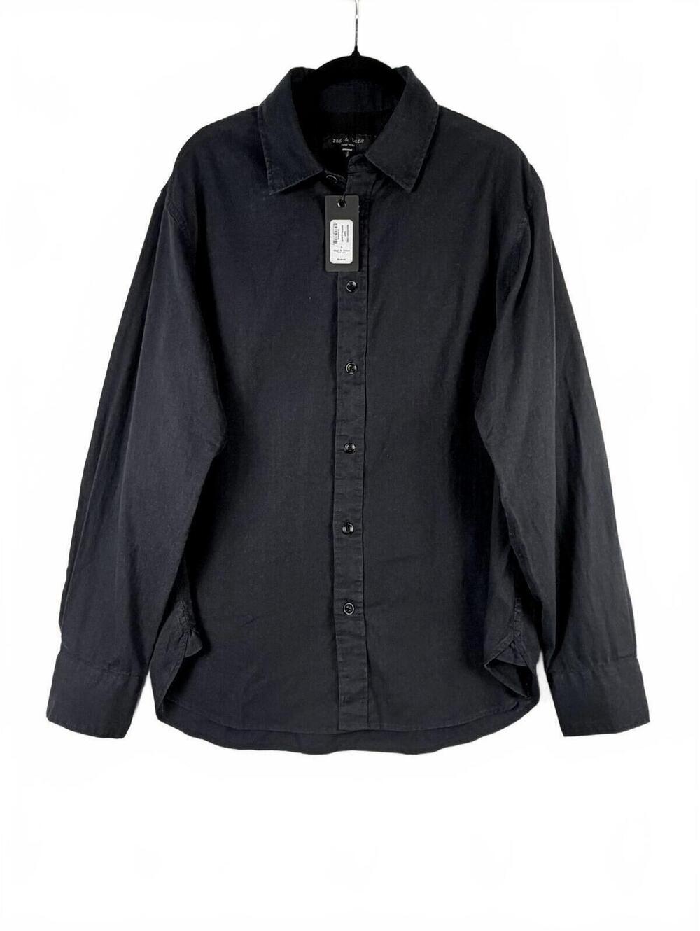 NEW‎ Rag & Bone Men's Griffin Long Sleeve Button Up Shirt Black Size S